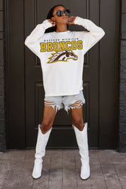 WESTERN MICHIGAN BRONCOS BIG GOALS OVERSIZED LONG SLEEVE TEE WITH RIBBED NECKLINE AND CUFFS