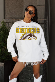 WESTERN MICHIGAN BRONCOS BIG GOALS OVERSIZED LONG SLEEVE TEE WITH RIBBED NECKLINE AND CUFFS