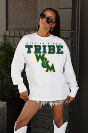White William & Mary Tribe Big Goals Oversized Long Sleeve Tee - Oversized Fit Side Profile | Gameday Couture - SOHO