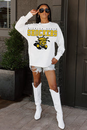 WICHITA STATE SHOCKERS BIG GOALS OVERSIZED LONG SLEEVE TEE WITH RIBBED NECKLINE AND CUFFS