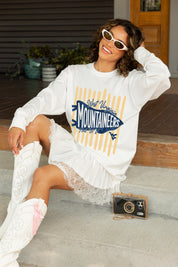 WEST VIRGINIA MOUNTAINEERS RALLY STRIPE ESSENTIAL RELAXED FIT LONG SLEEVE TEE