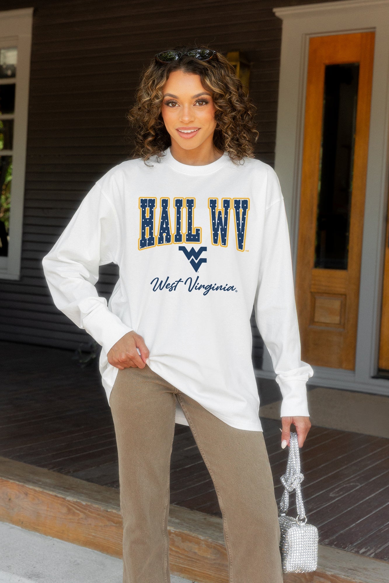 WEST VIRGINIA MOUNTAINEERS SWEET SPOT ESSENTIAL RELAXED FIT LONG SLEEVE TEE