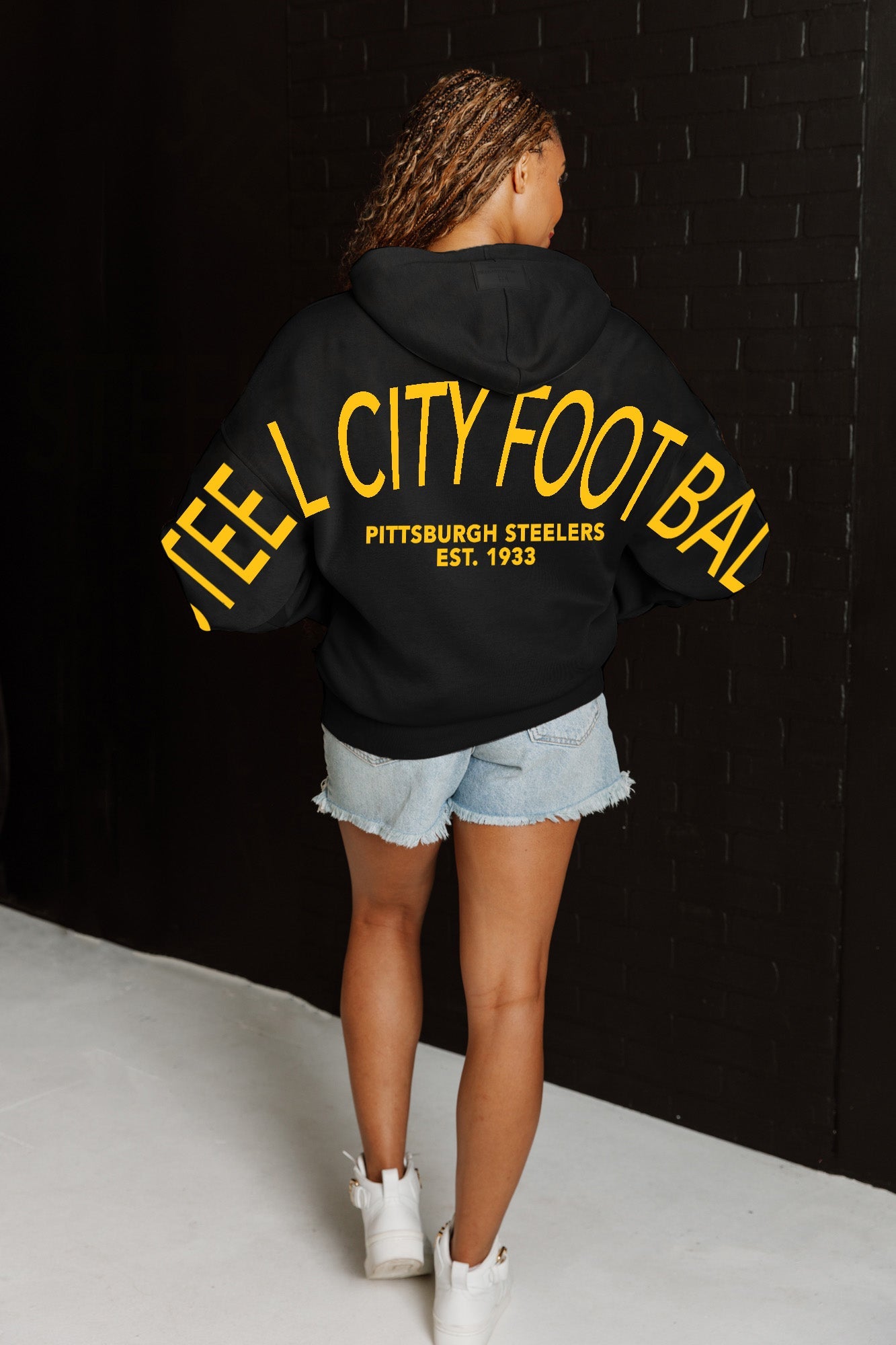 Black Steelers Oversized Hoodie | Gameday Couture – Gameday