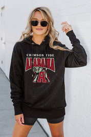 ALABAMA CRIMSON TIDE SIDELINE SHIMMER ALL-OVER MICRO-RHINESTONE SPARKLE HOODED SWEATSHIRT