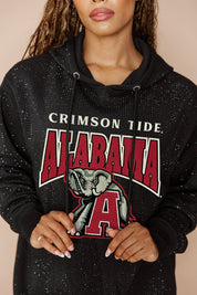 ALABAMA CRIMSON TIDE SIDELINE SHIMMER ALL-OVER MICRO-RHINESTONE SPARKLE HOODED SWEATSHIRT