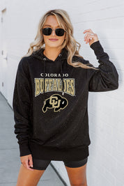 COLORADO BUFFALOES SIDELINE SHIMMER ALL-OVER MICRO-RHINESTONE SPARKLE HOODED SWEATSHIRT