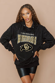 COLORADO BUFFALOES SIDELINE SHIMMER ALL-OVER MICRO-RHINESTONE SPARKLE HOODED SWEATSHIRT