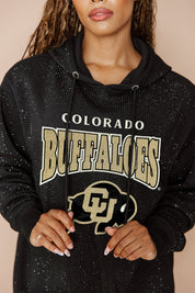 COLORADO BUFFALOES SIDELINE SHIMMER ALL-OVER MICRO-RHINESTONE SPARKLE HOODED SWEATSHIRT
