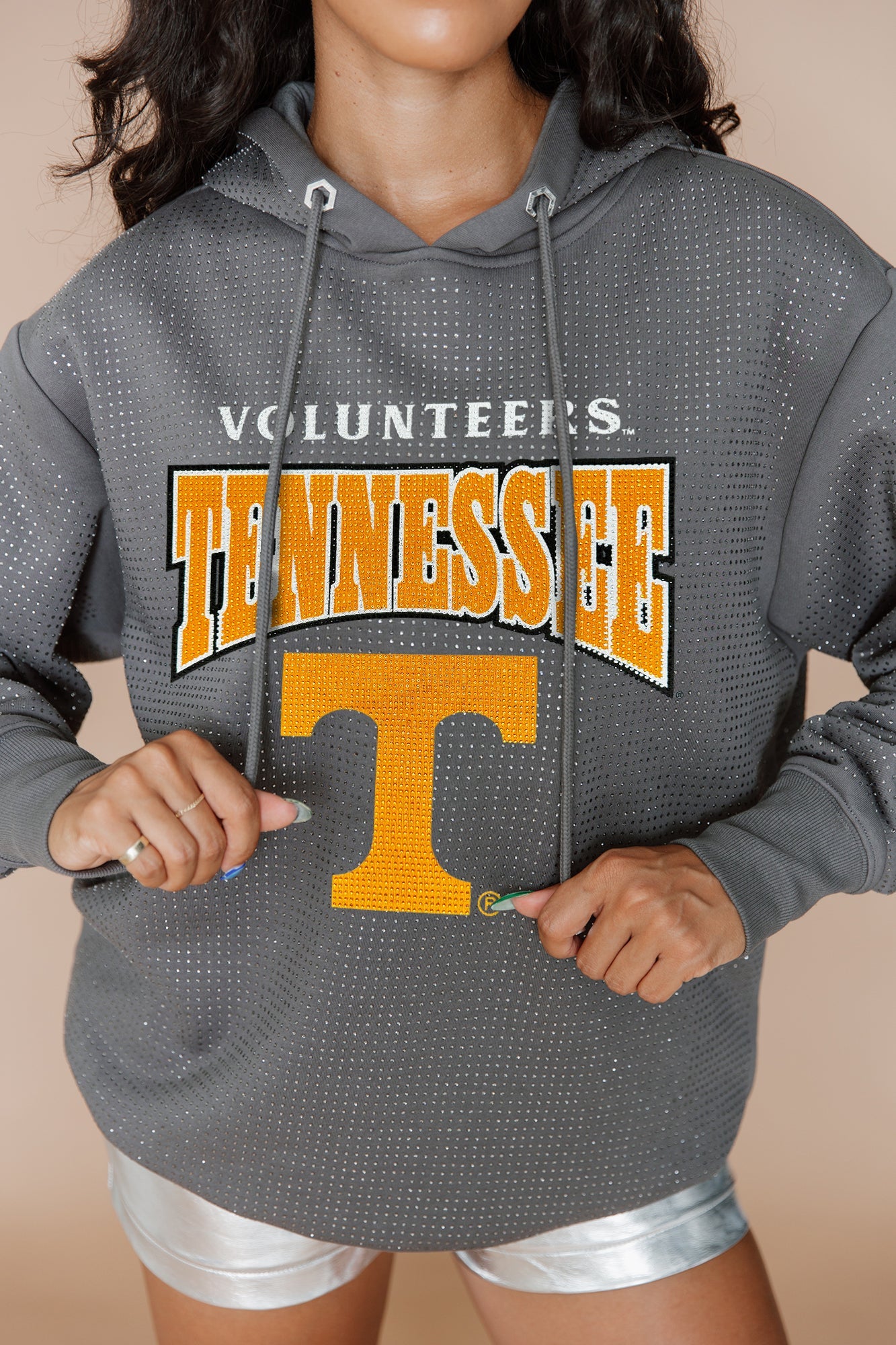 TENNESSEE VOLUNTEERS SIDELINE SHIMMER ALL-OVER MICRO-RHINESTONE SPARKLE HOODED SWEATSHIRT
