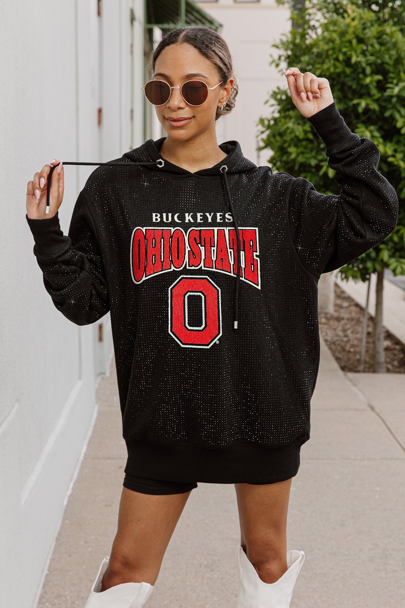 OHIO STATE BUCKEYES Sideline Shimmer Micro-Rhinestone Sweatshirt ...