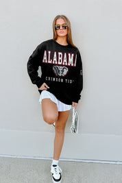 ALABAMA CRIMSON TIDE LEVEL UP BLACK LABEL PREMIUM FLEECE CREW SWEATSHIRT