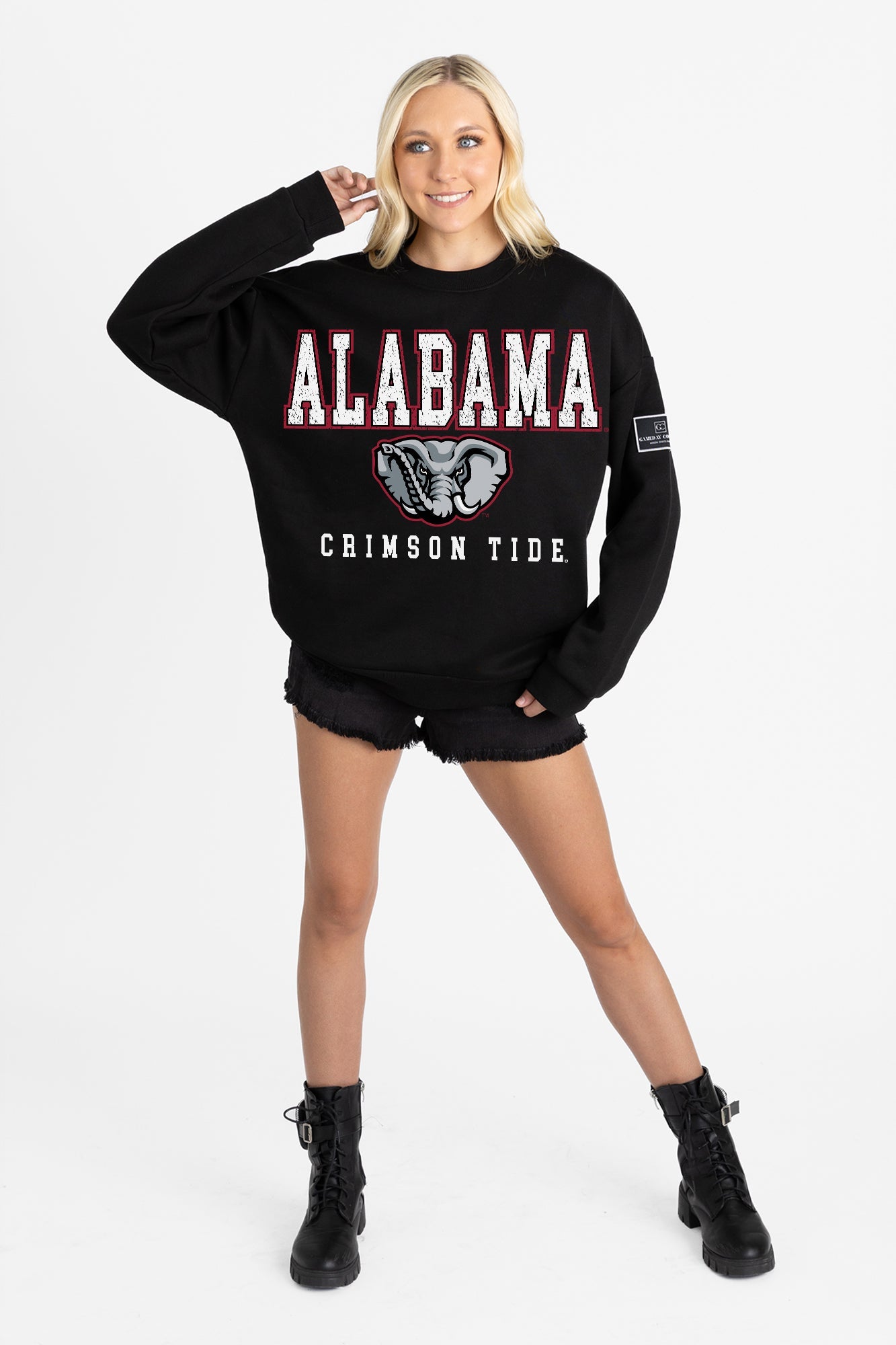 ALABAMA CRIMSON TIDE LEVEL UP BLACK LABEL PREMIUM FLEECE CREW SWEATSHIRT