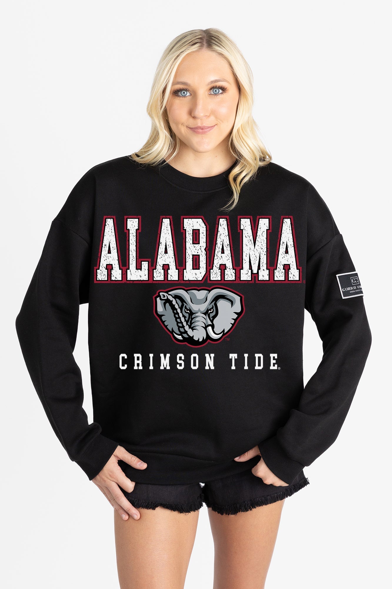 ALABAMA CRIMSON TIDE LEVEL UP BLACK LABEL PREMIUM FLEECE CREW SWEATSHIRT
