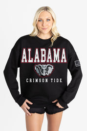 ALABAMA CRIMSON TIDE LEVEL UP BLACK LABEL PREMIUM FLEECE CREW SWEATSHIRT
