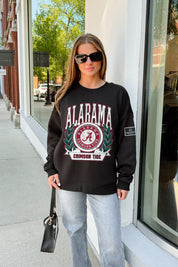 ALABAMA CRIMSON TIDE VICTORY LANE BLACK LABEL PREMIUM FLEECE CREW SWEATSHIRT