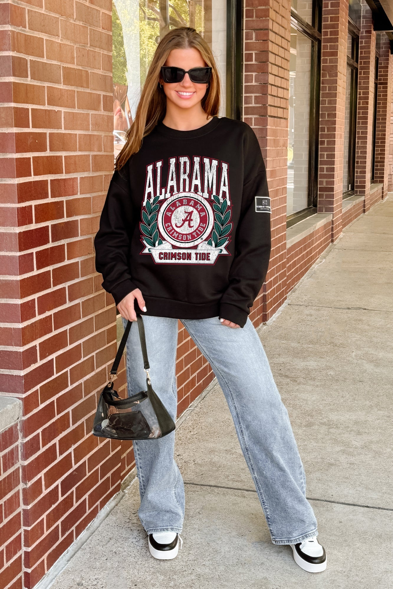 ALABAMA CRIMSON TIDE VICTORY LANE BLACK LABEL PREMIUM FLEECE CREW SWEATSHIRT