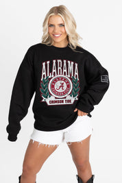 ALABAMA CRIMSON TIDE VICTORY LANE BLACK LABEL PREMIUM FLEECE CREW SWEATSHIRT