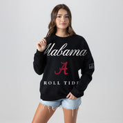 ALABAMA CRIMSON TIDE LEGACY CLUB BLACK LABEL PREMIUM FLEECE DROP SHOULDER CREWNECK