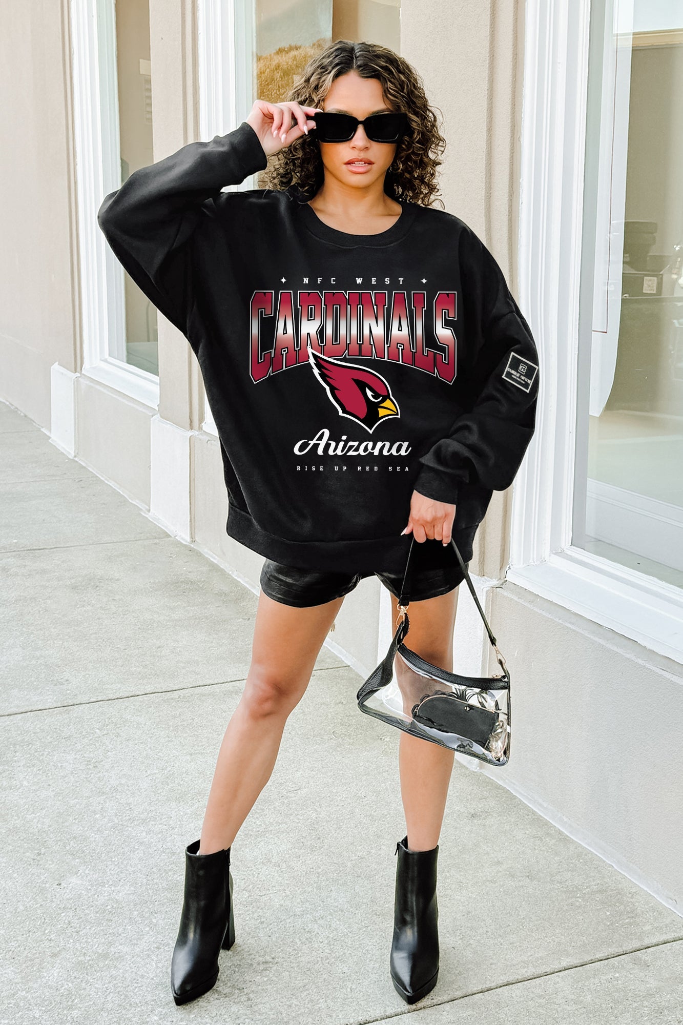 ARIZONA CARDINALS POWERHOUSE PLAY BLACK LABEL PREMIUM FLEECE CREW SWEATSHIRT