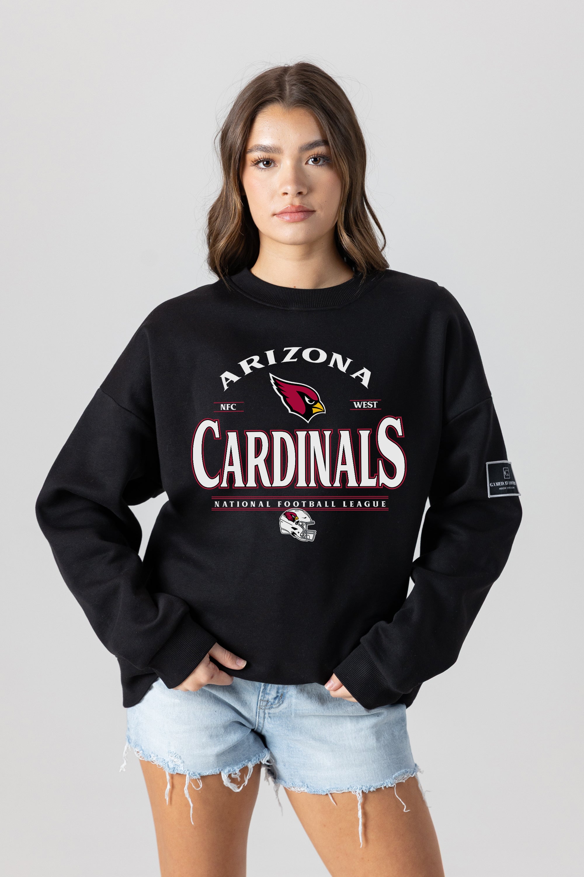 ARIZONA CARDINALS PLAYERS ONLY BLACK LABEL PREMIUM FLEECE DROP SHOULDER CREWNECK