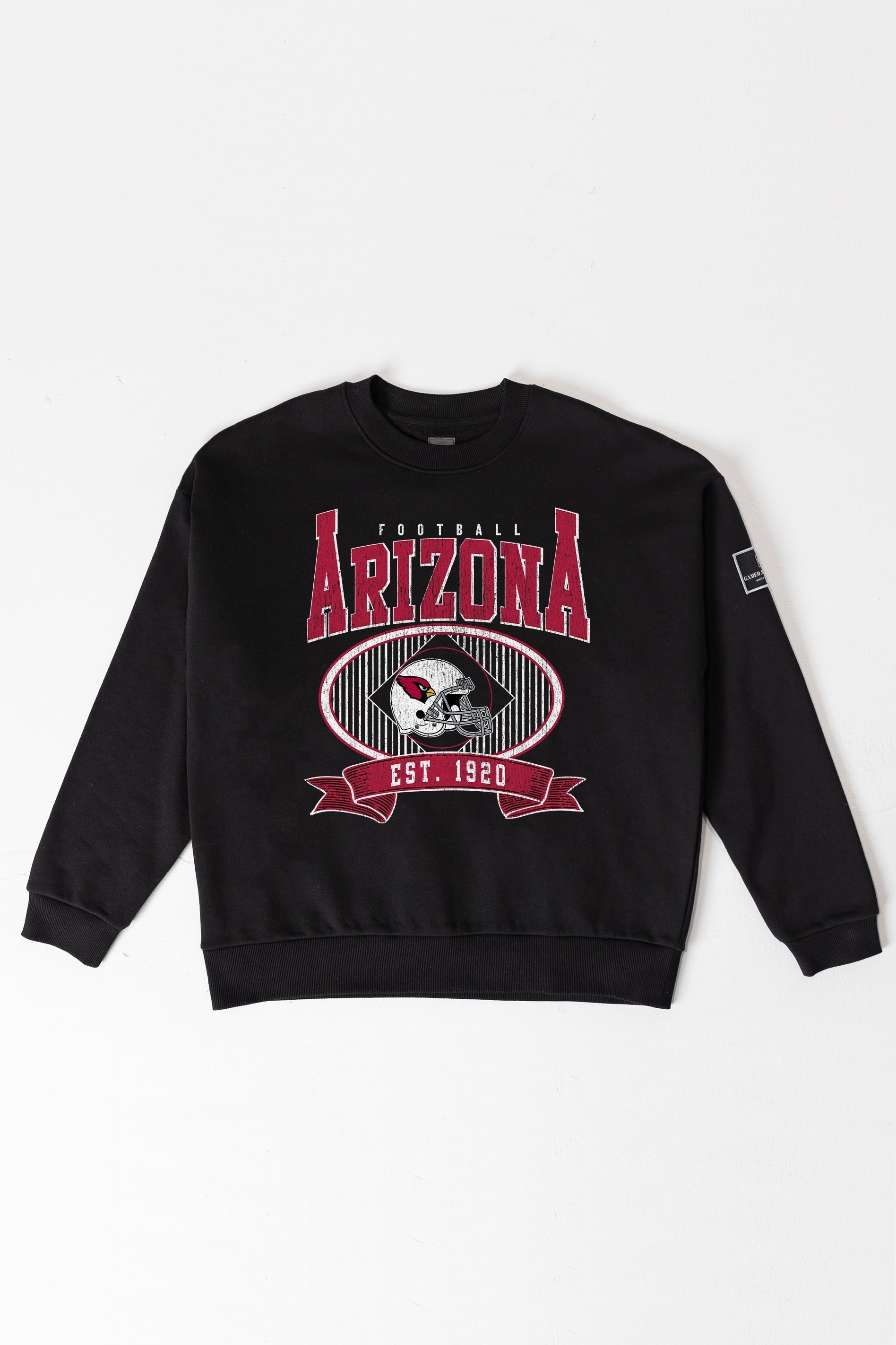 ARIZONA CARDINALS BOLD CHEERS BLACK LABEL PREMIUM FLEECE CREW SWEATSHIRT