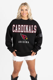 ARIZONA CARDINALS LEVEL UP BLACK LABEL PREMIUM FLEECE CREW SWEATSHIRT