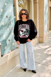 ARIZONA CARDINALS VICTORY LANE BLACK LABEL PREMIUM FLEECE CREW SWEATSHIRT
