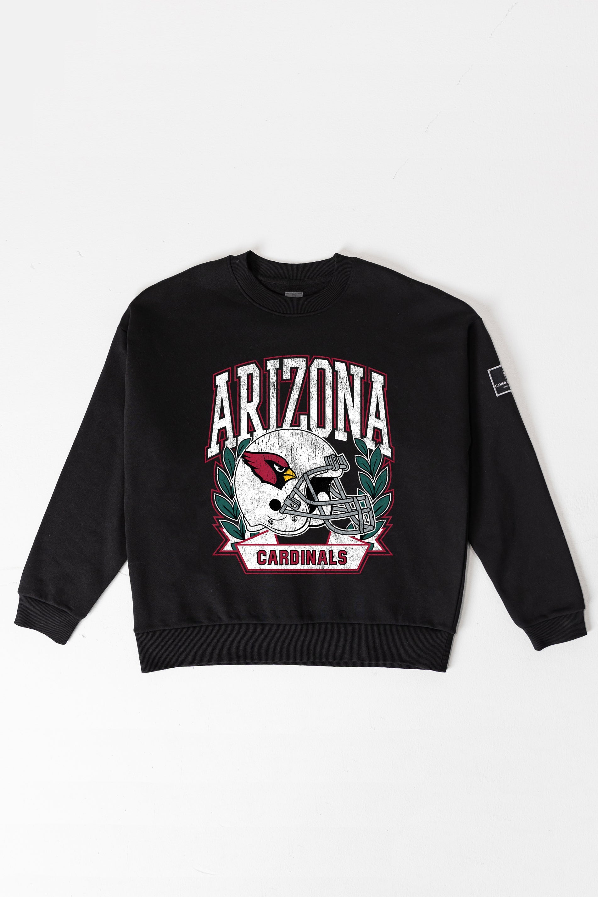 ARIZONA CARDINALS VICTORY LANE BLACK LABEL PREMIUM FLEECE CREW SWEATSHIRT