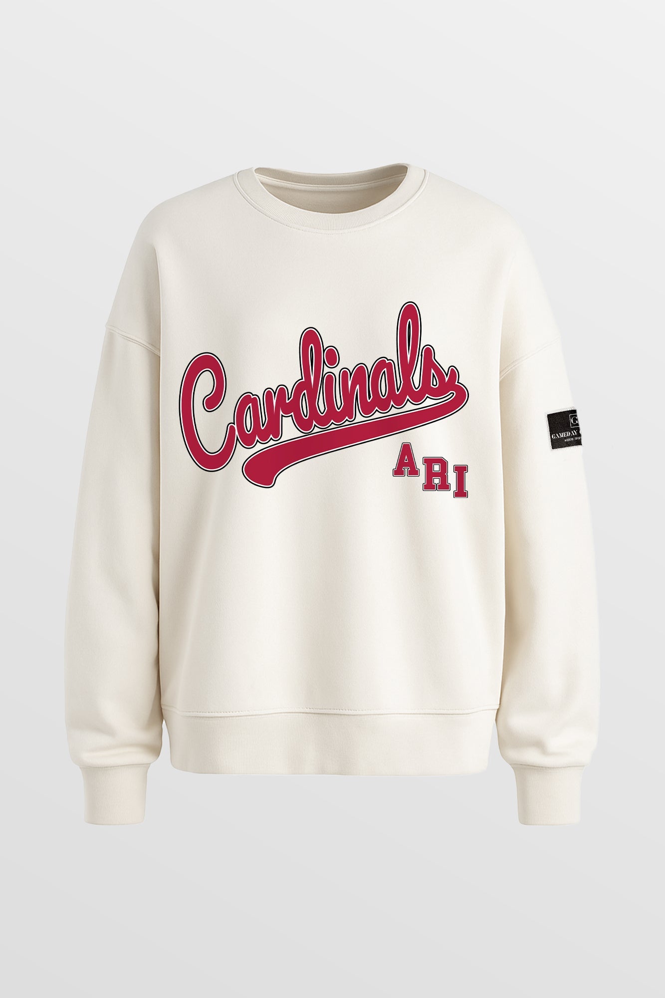 ARIZONA CARDINALS CLUTCH MOVE BLACK LABEL PREMIUM FLEECE CREW SWEATSHIRT BY RANDI MAHOMES