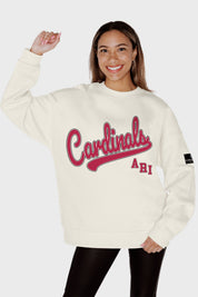 ARIZONA CARDINALS CLUTCH MOVE BLACK LABEL PREMIUM FLEECE CREW SWEATSHIRT BY RANDI MAHOMES