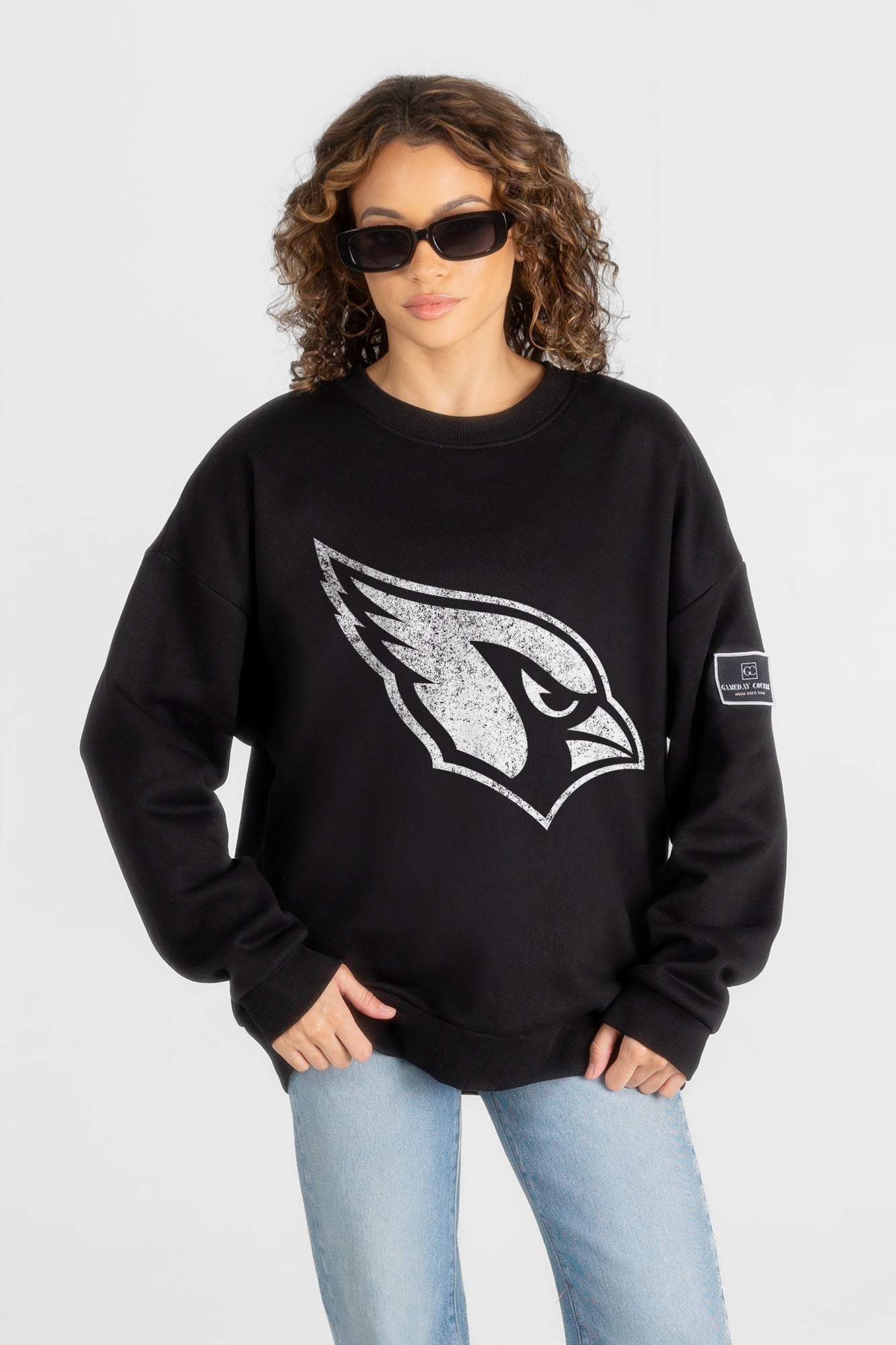 ARIZONA CARDINALS BOLD MOVE BLACK LABEL PREMIUM FLEECE DROP SHOULDER CREWNECK