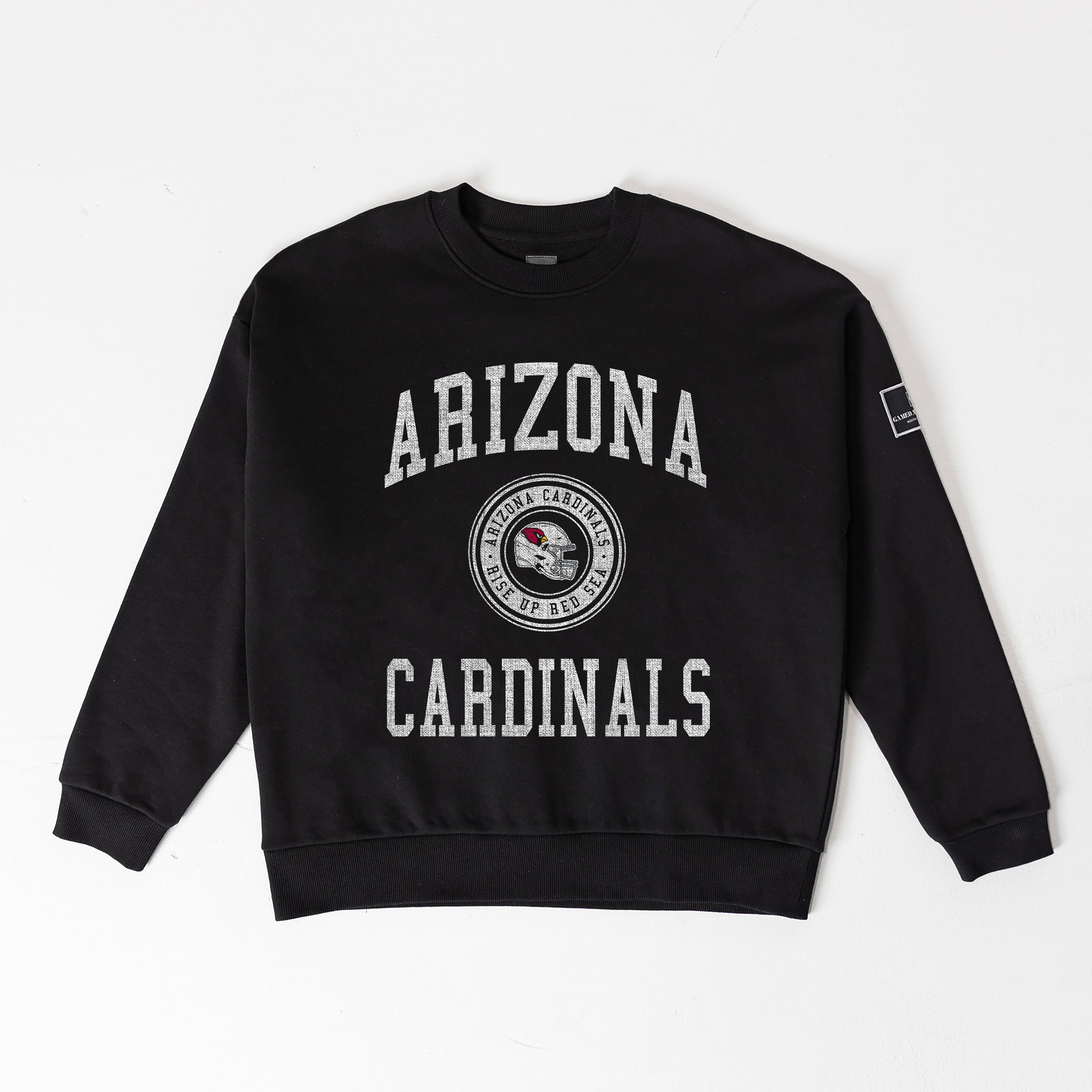 ARIZONA CARDINALS FIERCE FLOW BLACK LABEL PREMIUM FLEECE DROP SHOULDER CREWNECK