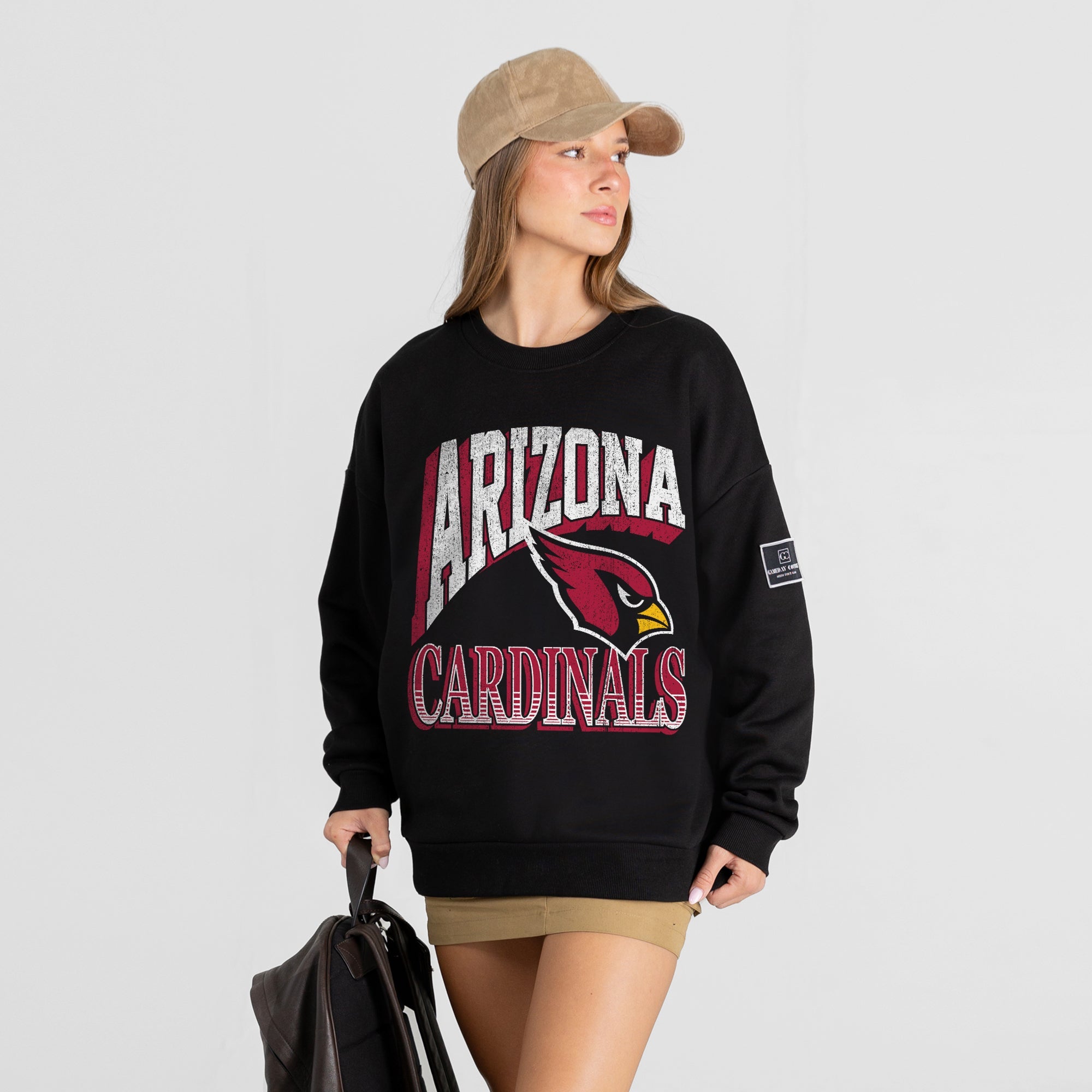 ARIZONA CARDINALS VICTORY PRIME BLACK LABEL PREMIUM FLEECE DROP SHOULDER CREWNECK