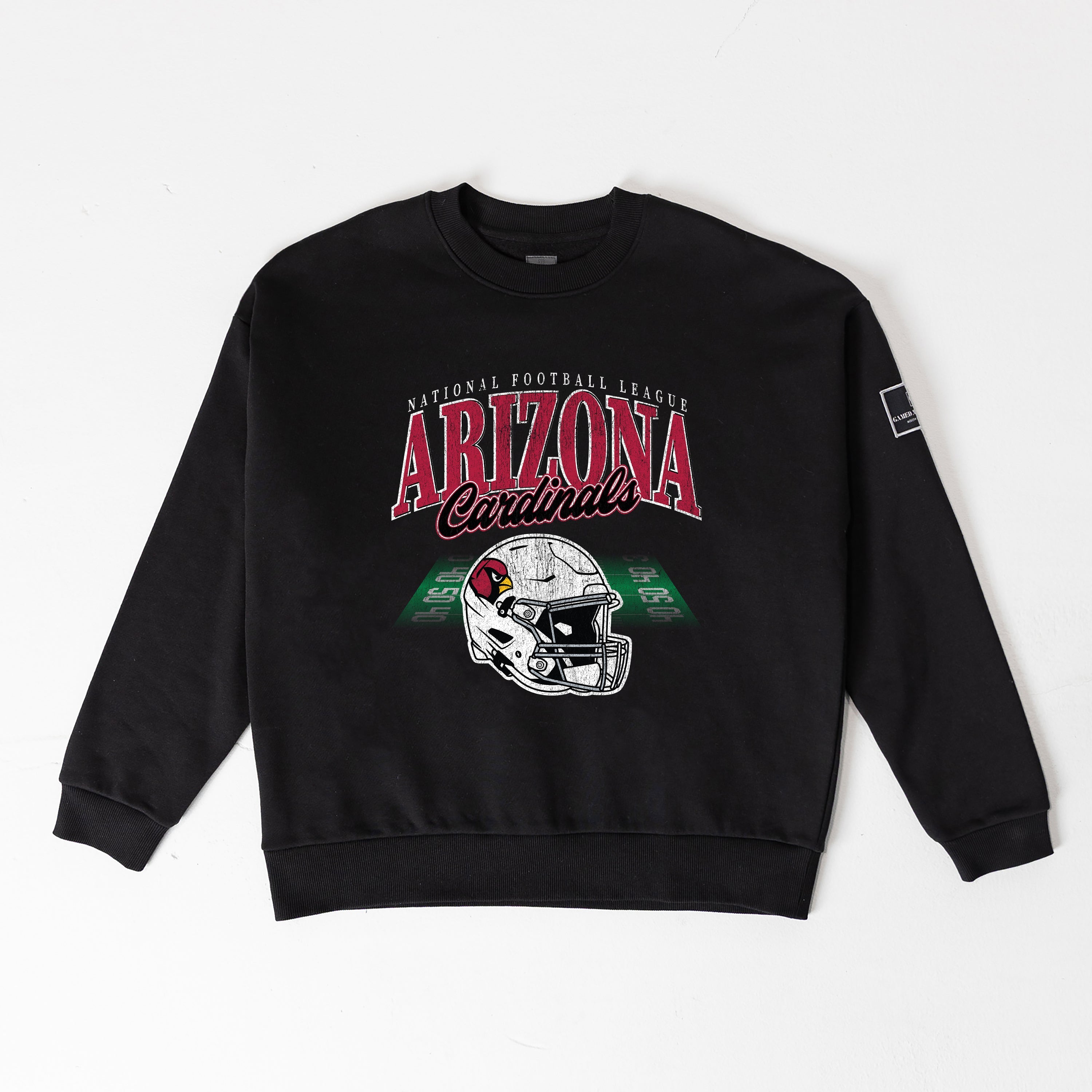 ARIZONA CARDINALS FIELD FOCUS BLACK LABEL PREMIUM FLEECE DROP SHOULDER CREWNECK