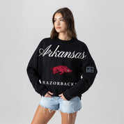 ARKANSAS RAZORBACKS LEGACY CLUB BLACK LABEL PREMIUM FLEECE DROP SHOULDER CREWNECK