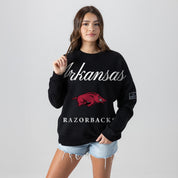 ARKANSAS RAZORBACKS LEGACY CLUB BLACK LABEL PREMIUM FLEECE DROP SHOULDER CREWNECK