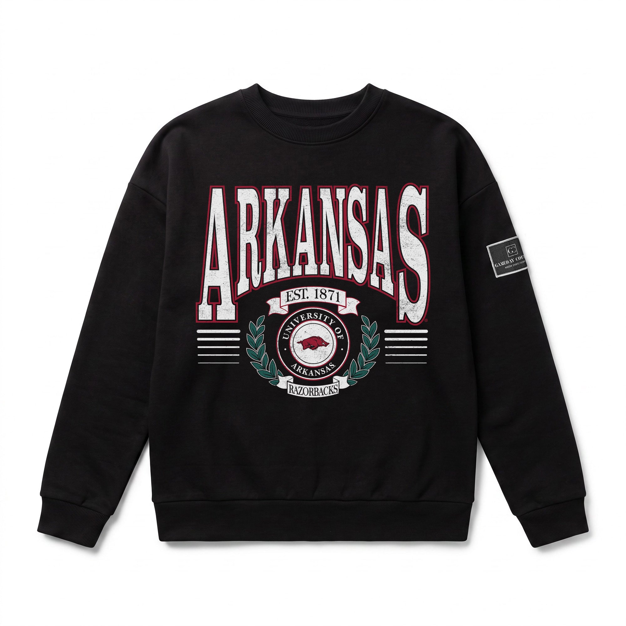 ARKANSAS RAZORBACKS HONOR BOUND BLACK LABEL PREMIUM FLEECE CREWNECK