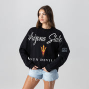 ARIZONA STATE SUN DEVILS LEGACY CLUB BLACK LABEL PREMIUM FLEECE DROP SHOULDER CREWNECK