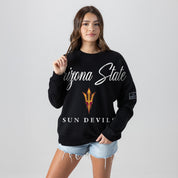 ARIZONA STATE SUN DEVILS LEGACY CLUB BLACK LABEL PREMIUM FLEECE DROP SHOULDER CREWNECK