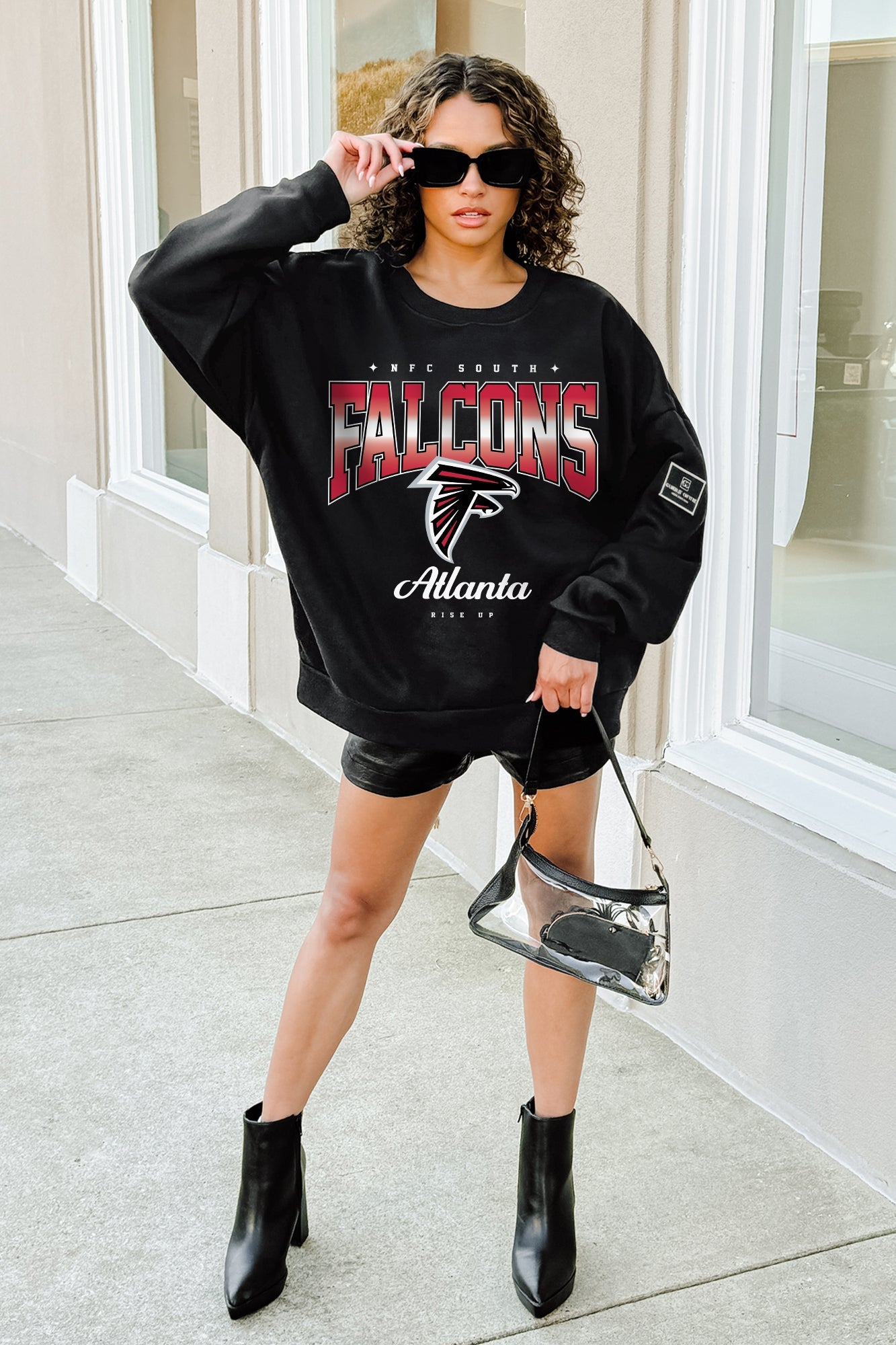 ATLANTA FALCONS POWERHOUSE PLAY BLACK LABEL PREMIUM FLEECE CREW SWEATSHIRT