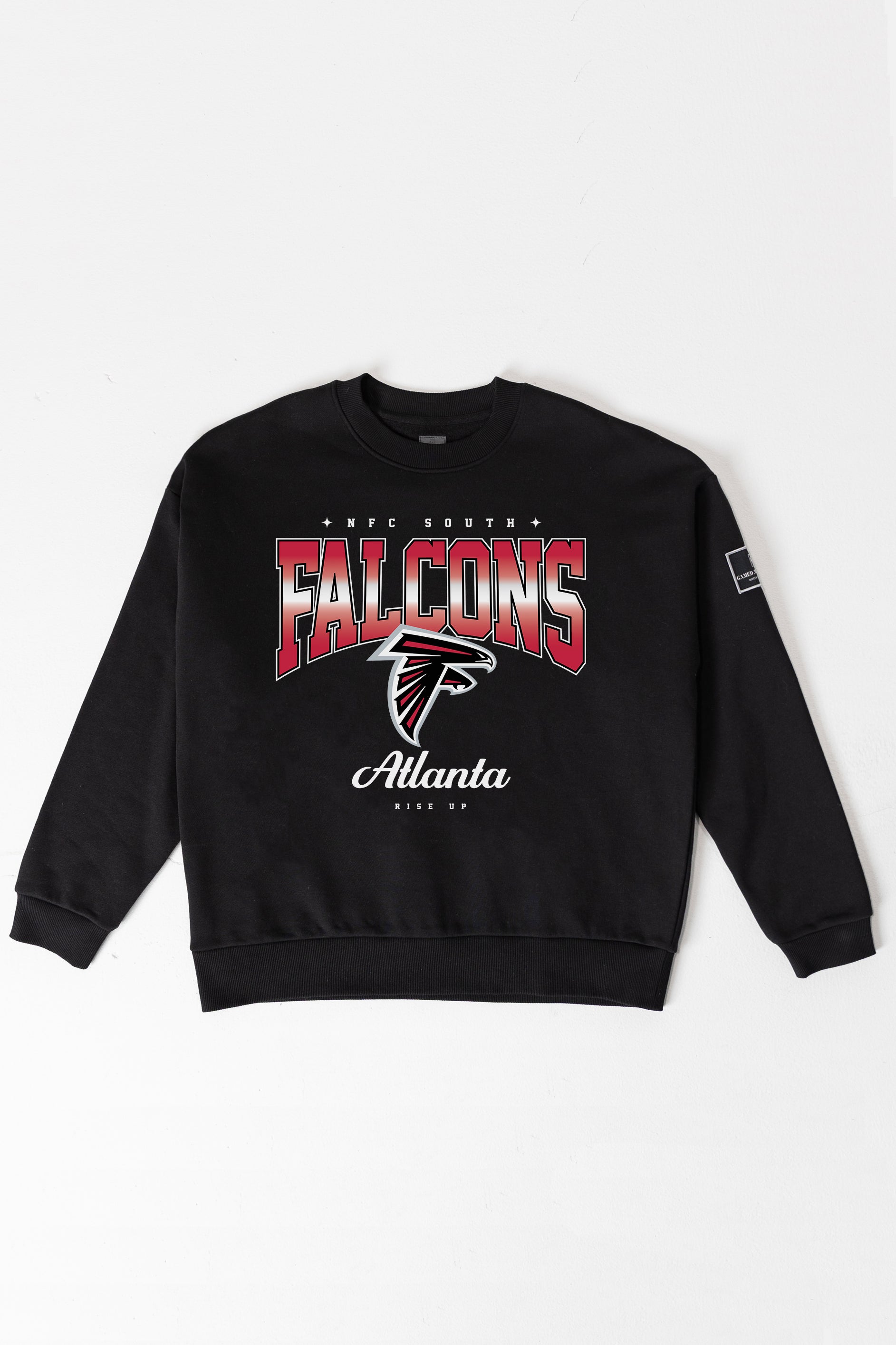 ATLANTA FALCONS POWERHOUSE PLAY BLACK LABEL PREMIUM FLEECE CREW SWEATSHIRT