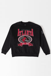 ATLANTA FALCONS BOLD CHEERS BLACK LABEL PREMIUM FLEECE CREW SWEATSHIRT