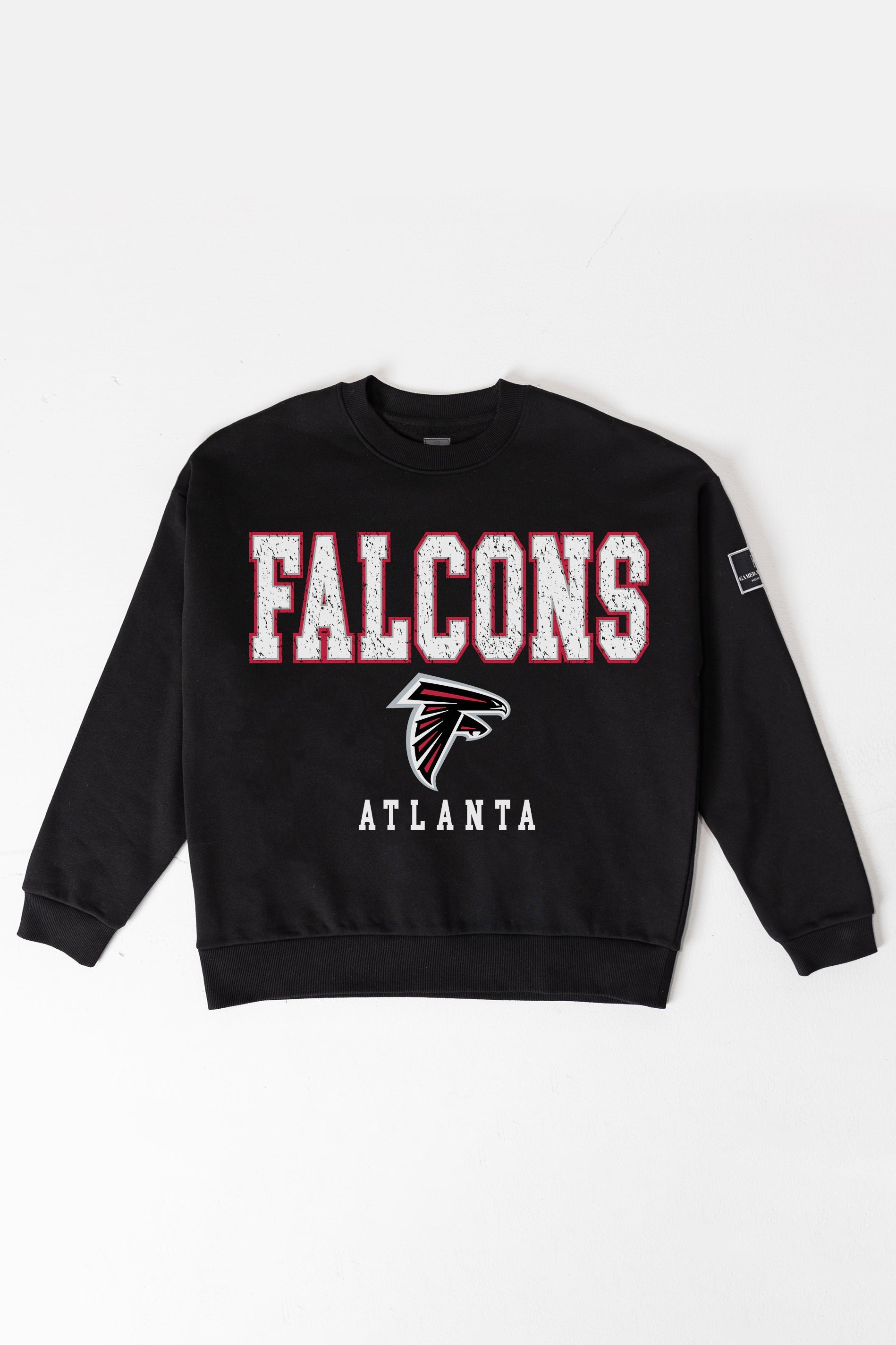 ATLANTA FALCONS LEVEL UP BLACK LABEL PREMIUM FLEECE CREW SWEATSHIRT