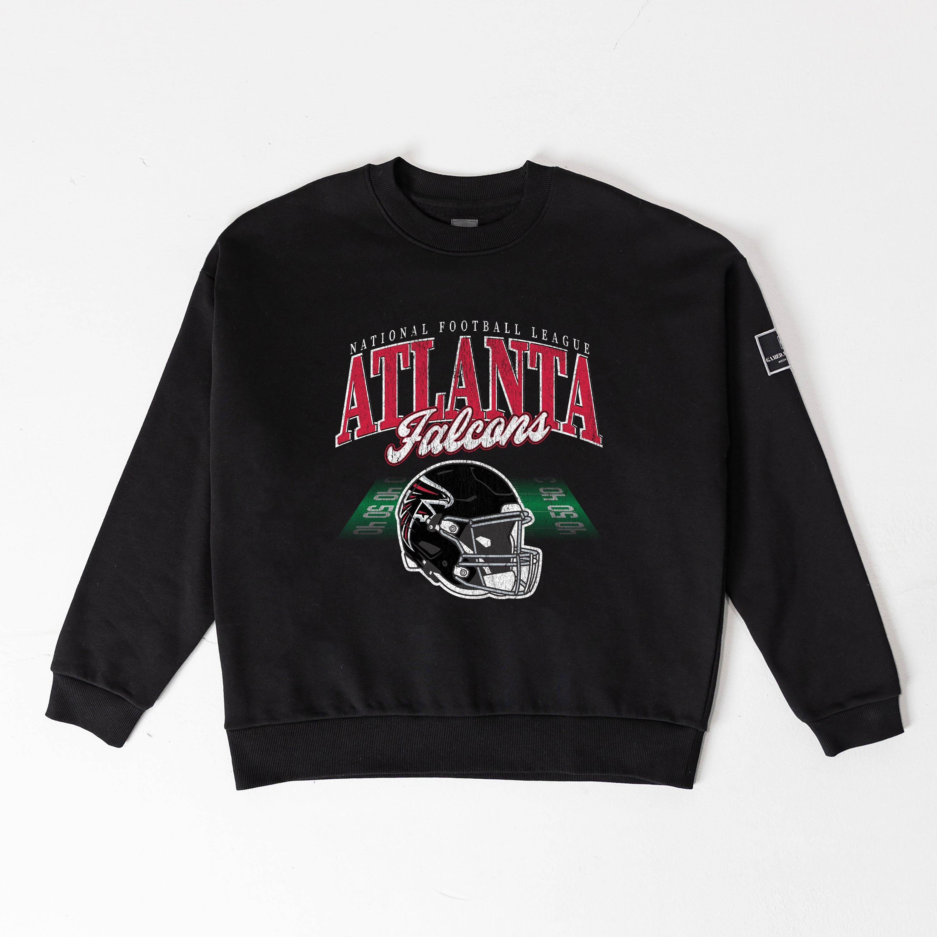 ATLANTA FALCONS FIELD FOCUS BLACK LABEL PREMIUM FLEECE DROP SHOULDER CREWNECK