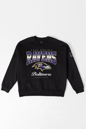 BALTIMORE RAVENS POWERHOUSE PLAY BLACK LABEL PREMIUM FLEECE CREW SWEATSHIRT