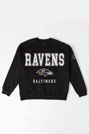 BALTIMORE RAVENS LEVEL UP BLACK LABEL PREMIUM FLEECE CREW SWEATSHIRT