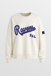 BALTIMORE RAVENS CLUTCH MOVE BLACK LABEL PREMIUM FLEECE CREW SWEATSHIRT BY RANDI MAHOMES