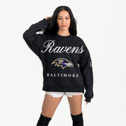 BALTIMORE RAVENS LEGACY CLUB BLACK LABEL PREMIUM FLEECE DROP SHOULDER CREWNECK