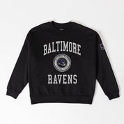 BALTIMORE RAVENS FIERCE FLOW BLACK LABEL PREMIUM FLEECE DROP SHOULDER CREWNECK