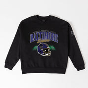 BALTIMORE RAVENS FIELD FOCUS BLACK LABEL PREMIUM FLEECE DROP SHOULDER CREWNECK